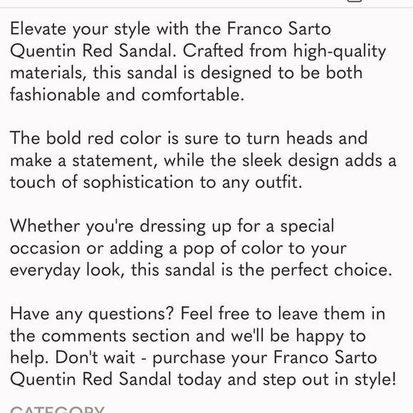 Franco Sarto -Quentin Red Sandal size 8.5 - Picture 7 of 7